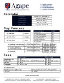 Aktuell kalender och avgifter för Agape English Language Institute