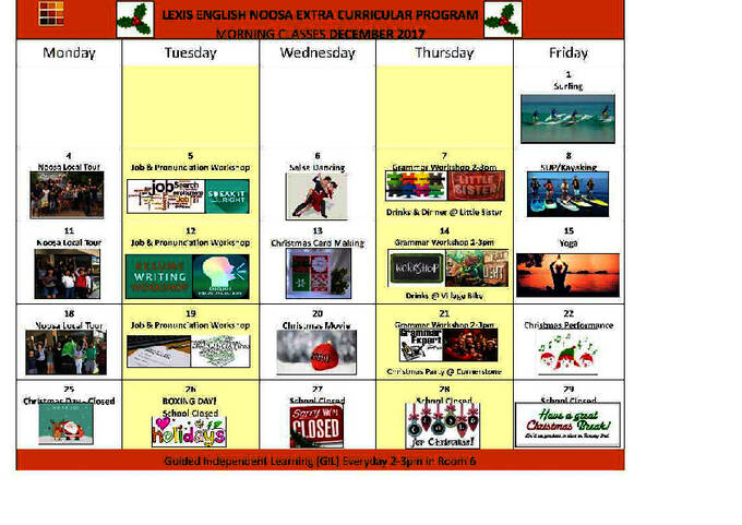  Schedule of activities - adults and juniors (PDF)