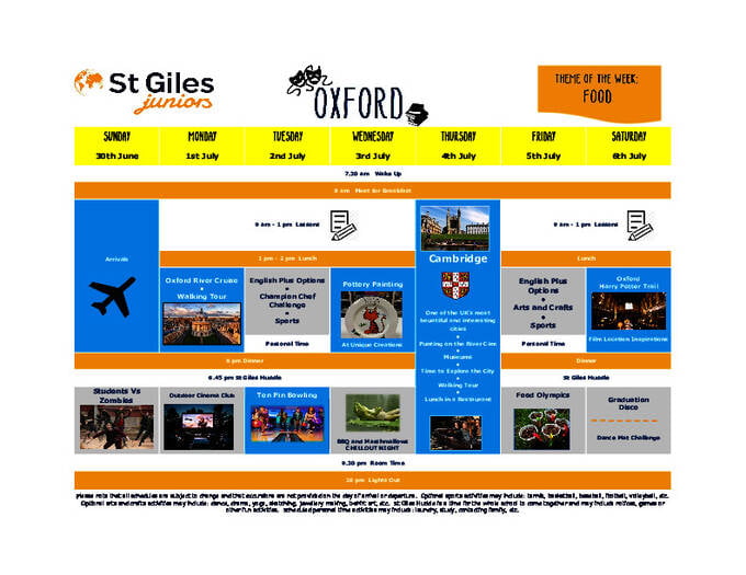  الجدول الزمني للأنشطة - للصغار (PDF)