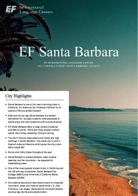 EF International Language Center Santa Barbara - Folheto de informações