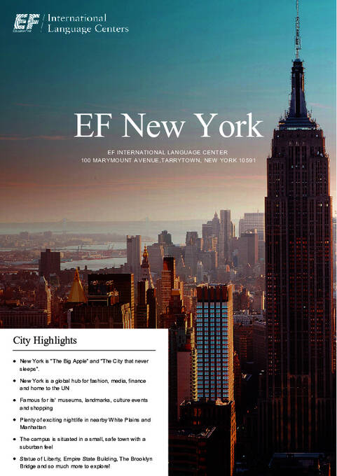 EF International Language Center New York 정보 시트