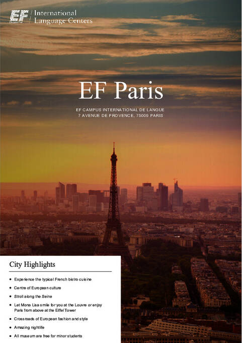 صحيفة معلومات EF International Language Center Paris