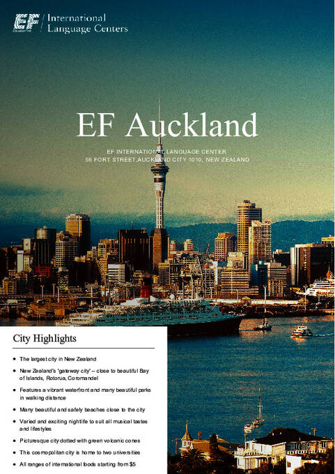 EF International Language Center Auckland - Folheto de informações