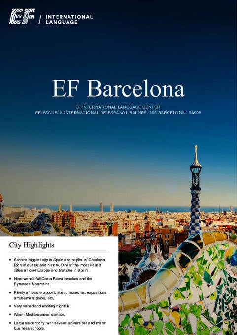 EF international sprogcenter Barcelona informationsark 