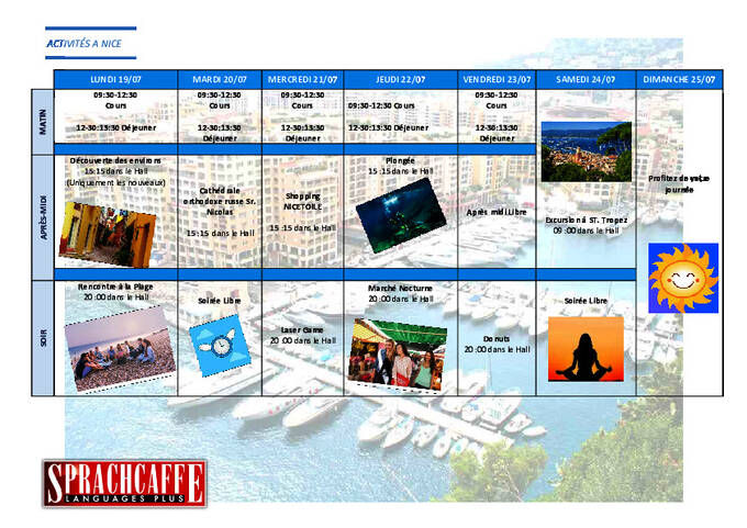 Aktivitetsprogram i Nice