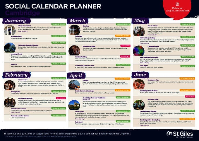 Social kalender Cambridge