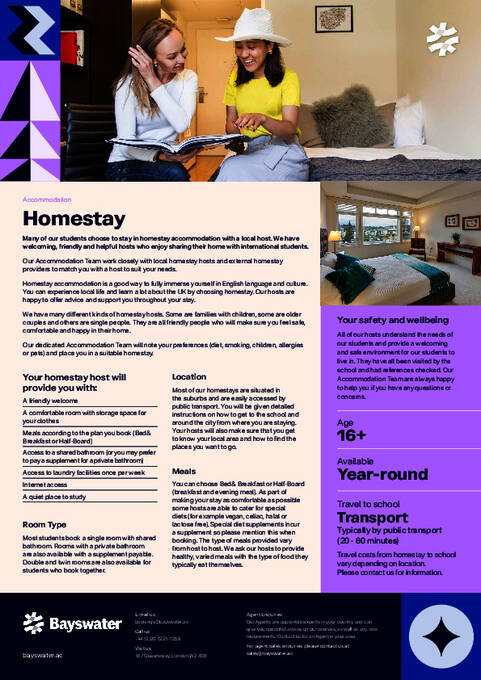 صحيفة حقائق الإقامة مع عائلة مضيفة