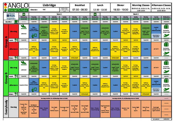 盎格鲁伦敦时刻表（样本）
