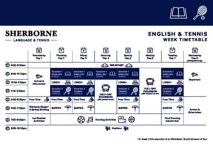 Lesrooster Engels & Tennis 