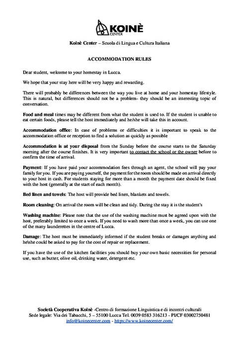 Accommodation rules