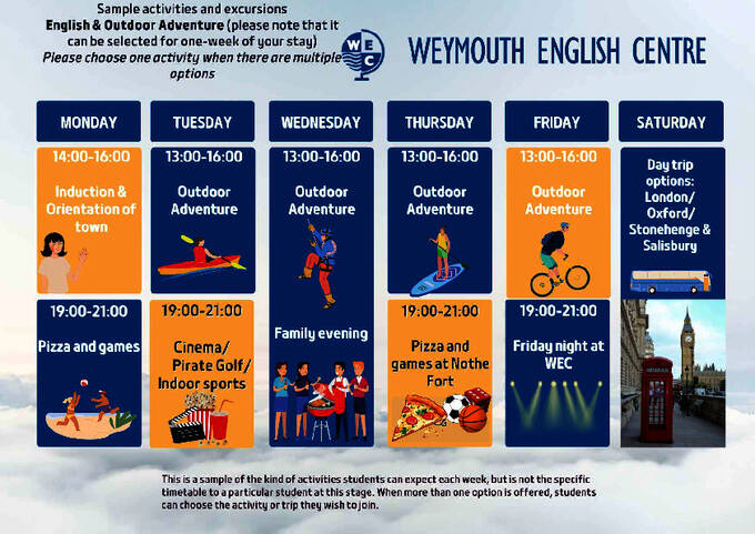 Eksempel på aktivitetsprogram - engelsk og udendørs aktiviteter 