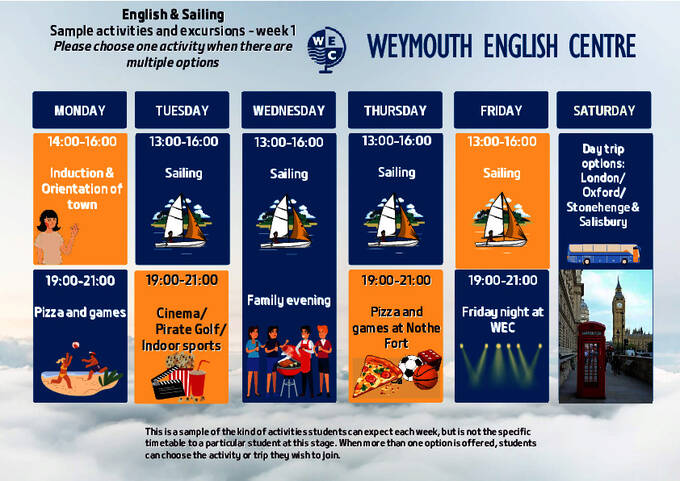 Eksempel på aktivitetsprogram - engelsk og sejlads