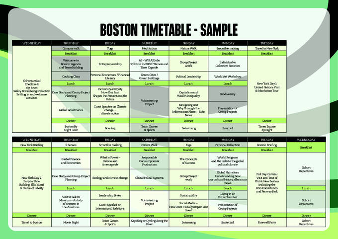 Sample Timetable