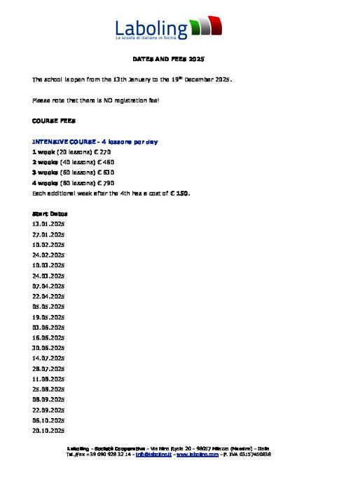 Liste de prix Laboling 2025