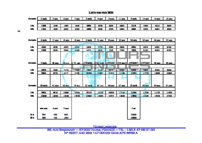 Pricelist 2025