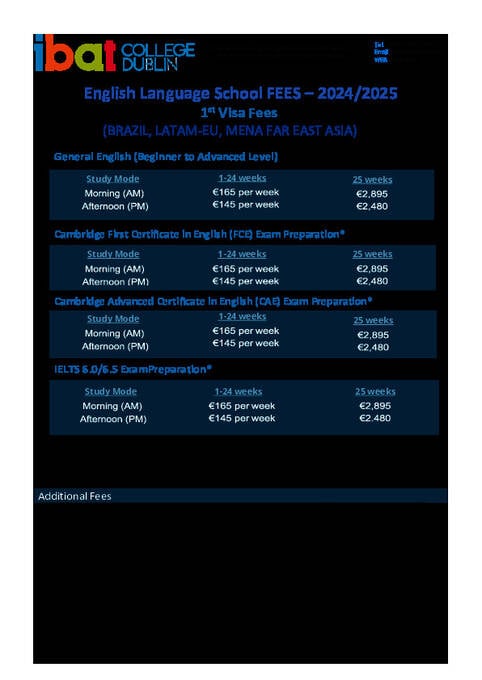 IBAT College prices 2025