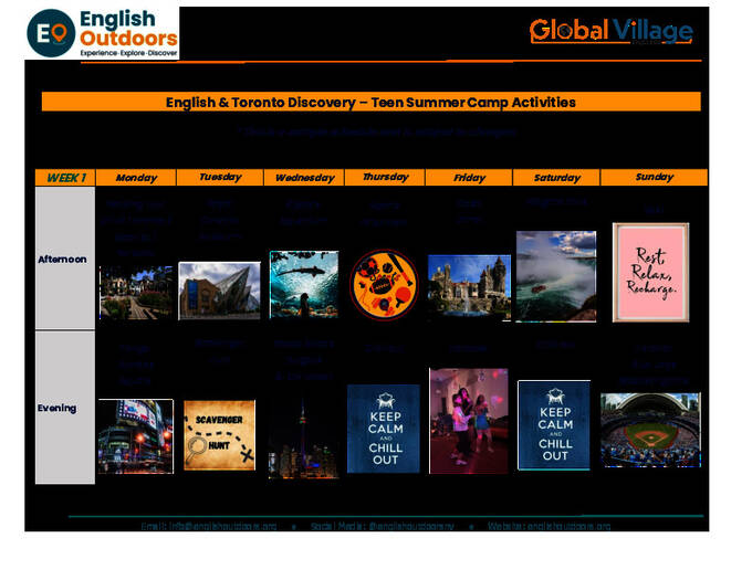 نموذج أنشطة برنامج الصيف للمراهقين في تورنتو