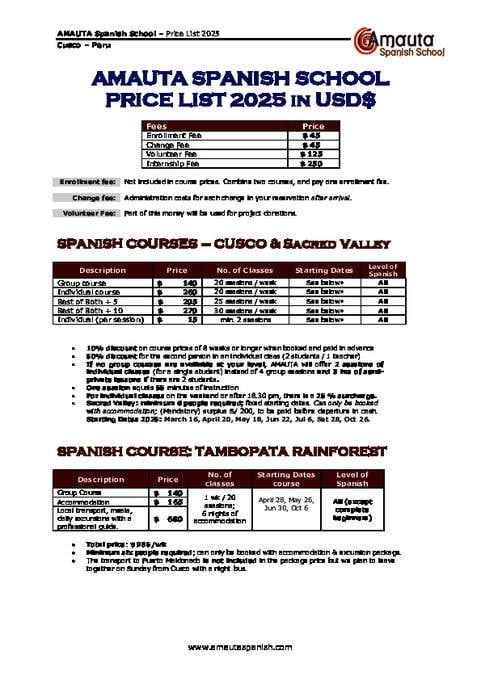Prices 2025