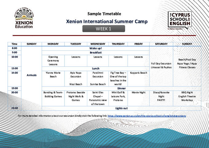 Eksempel på timeplan