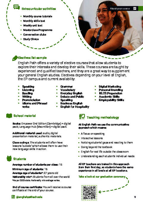 EP Paris Tanórán kívüli tevékenységek és további információk 