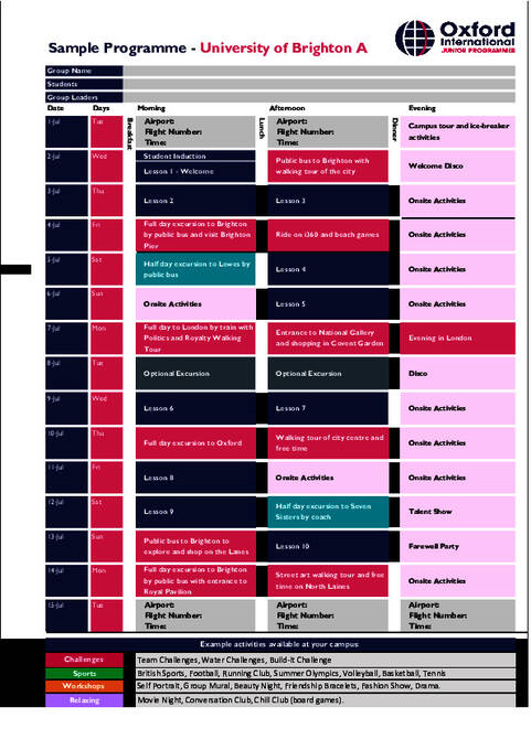 نموذج برنامج University of Brighton 