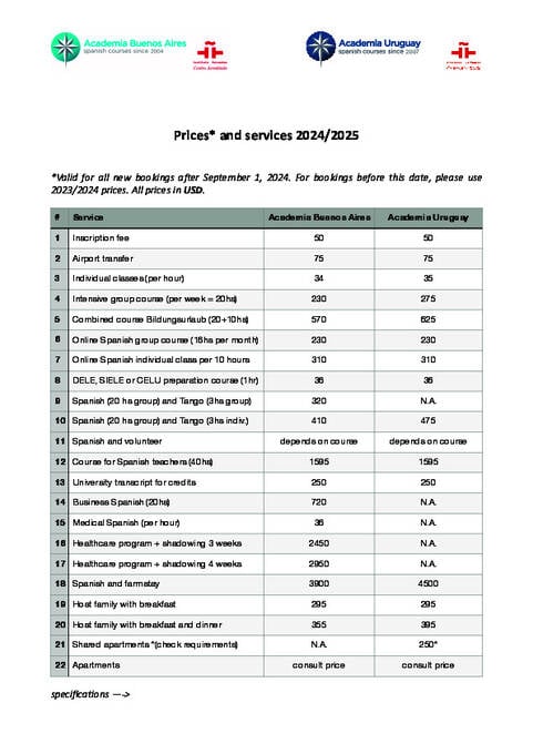 قائمة أسعار 2025