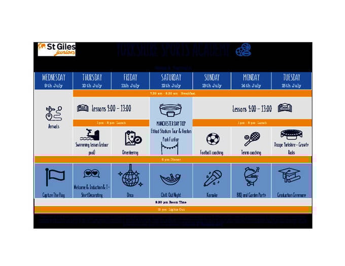  영어 및 스포츠 시간표 