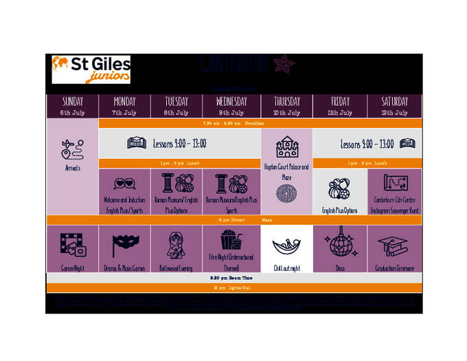 Canterbury Juniors órarend  