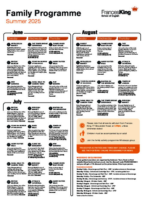 Family Summer Programme 2025