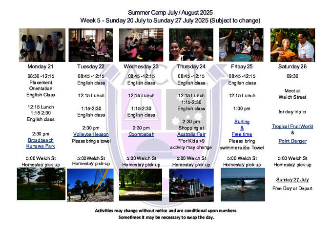 Semana 5 do acampamento de verão