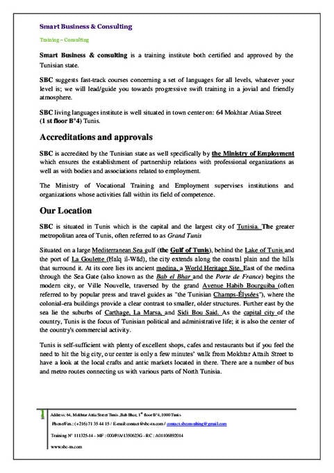 SBC School of Language Brochure