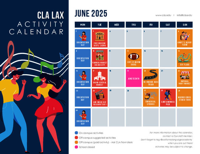 Juli aktivitetskalender  - eksempel