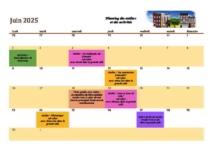 Amostra do programa de atividades Atelier 9