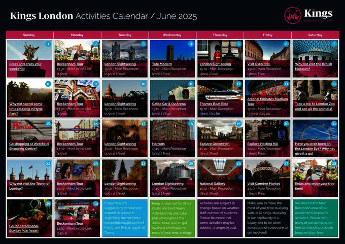 Kings London juni -aktiviteter