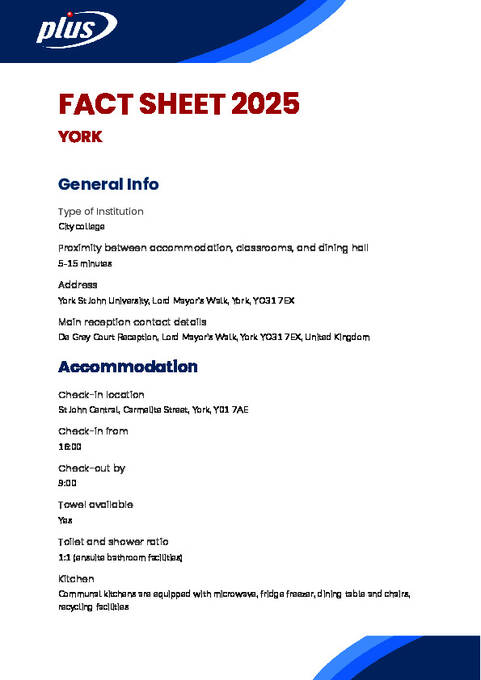 PLUS Junior Centrum York informatieblad