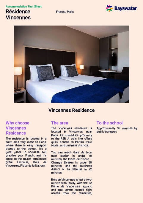 Vincennes Residence Factsheet