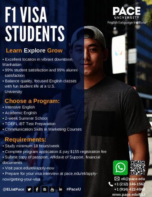 Programas de inglês intensivo e inglês acadêmico para alunos F1