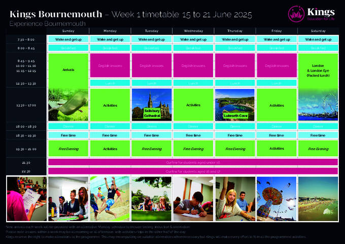 جدول بورنموث الصيفي