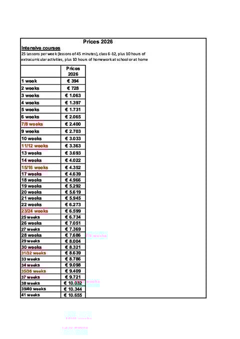 Prices 2026