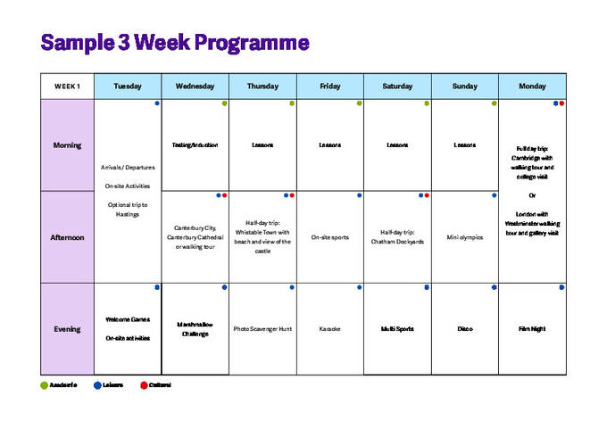 تقويم النشاط