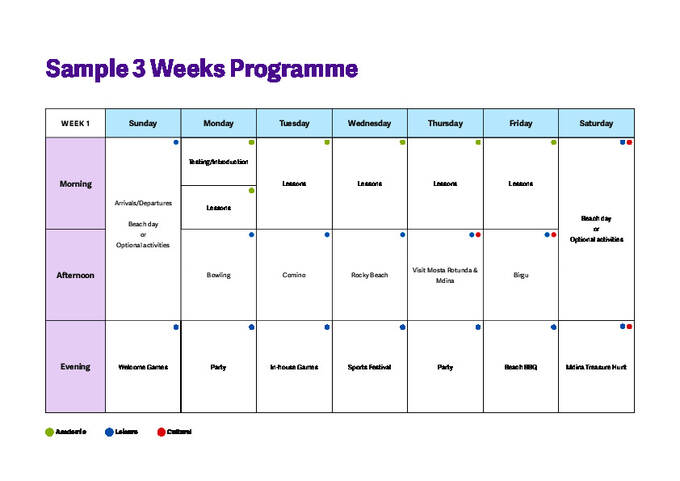 تقويم النشاط