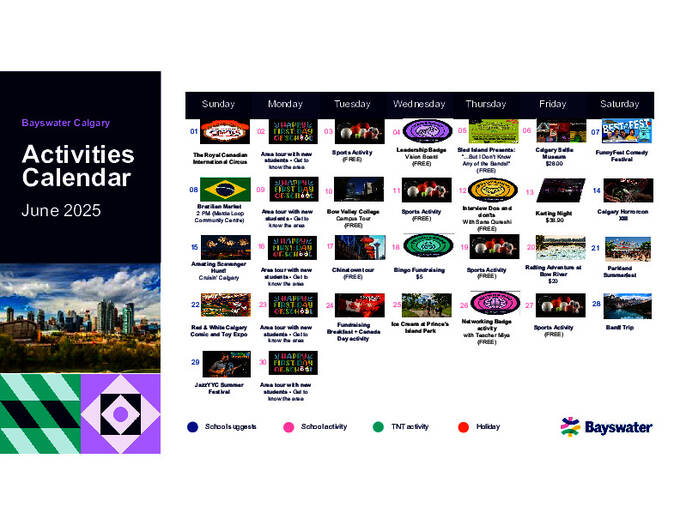 Juni aktivitetskalender (eksempel)