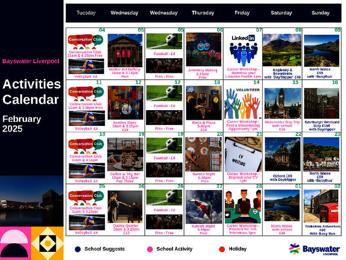 2월 활동 캘린더(샘플)