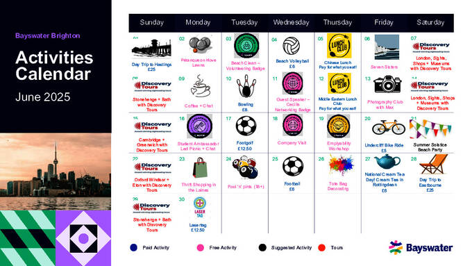 Calendario de actividades de junio (muestra)