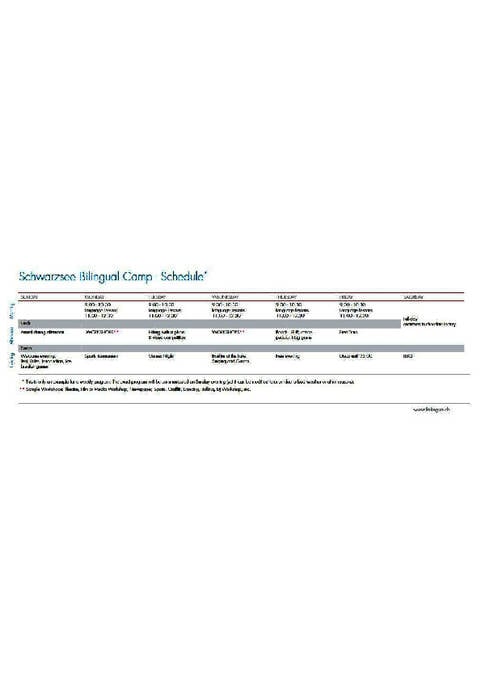Tospråklig leir - eksempel på timeplan 