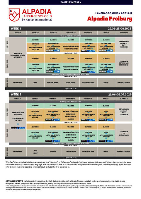 Calendário de atividades 