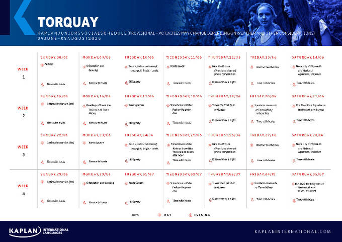 Tevékenységi naptár 