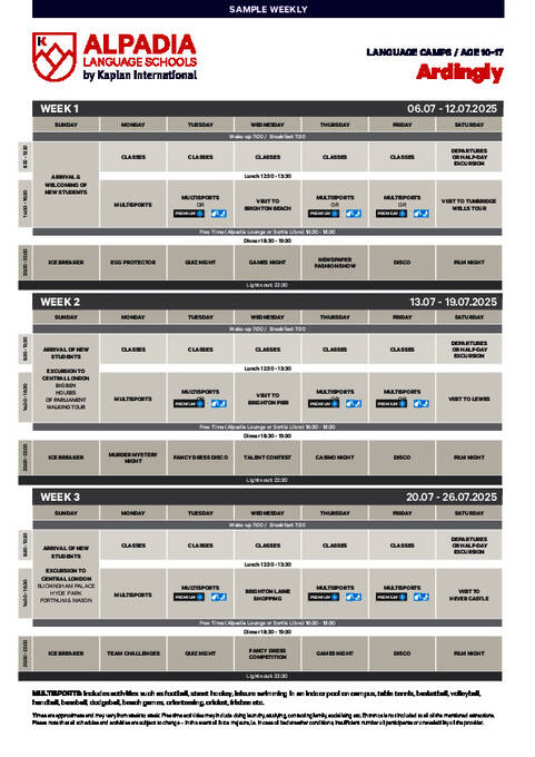 Tevékenységi naptár 