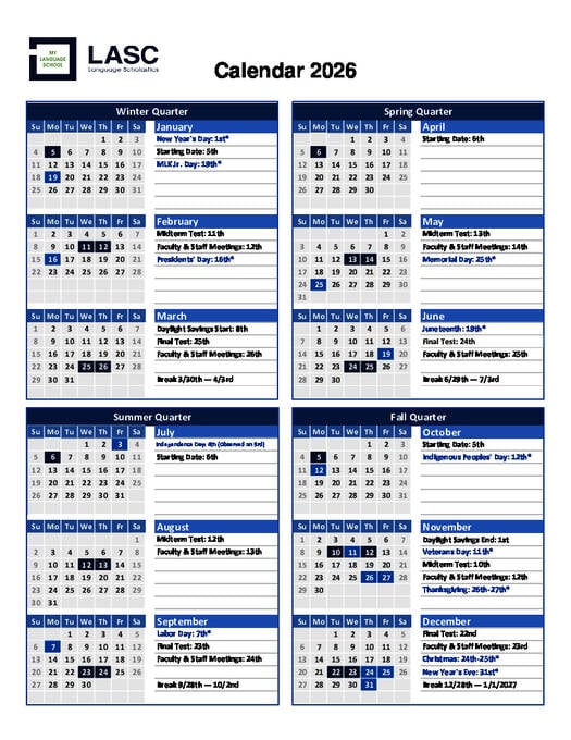 Calendário escolar 2026