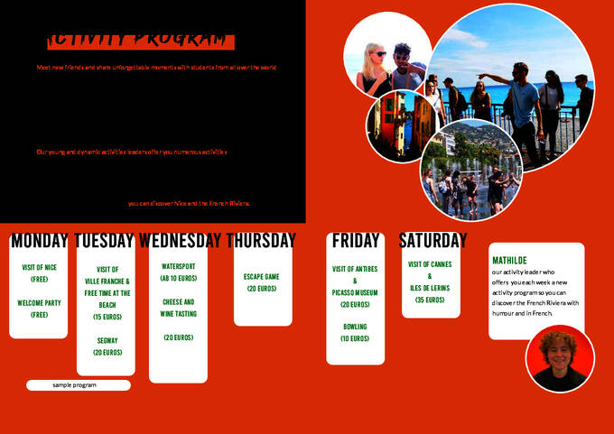 Sample Schedule of Activities